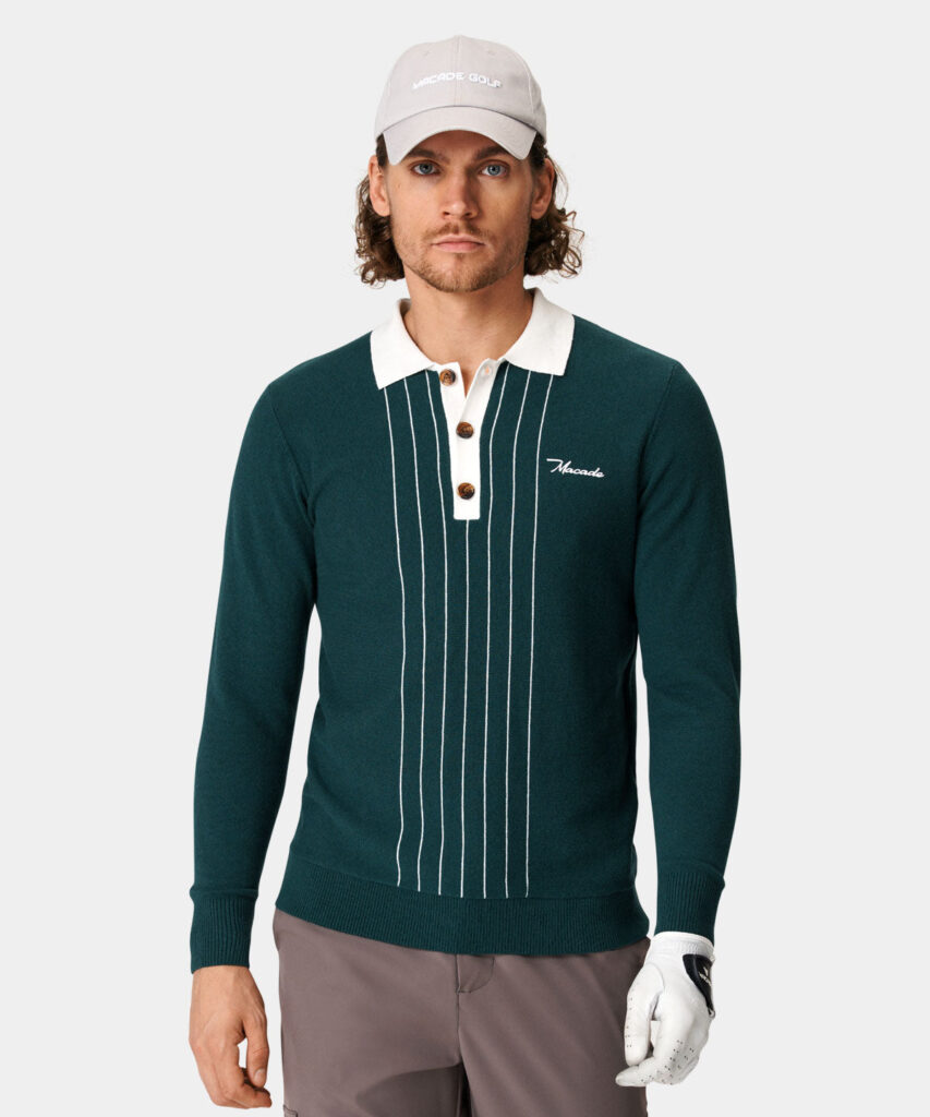 Green TB Long Sleeve Polo Shirt by Macade Golf