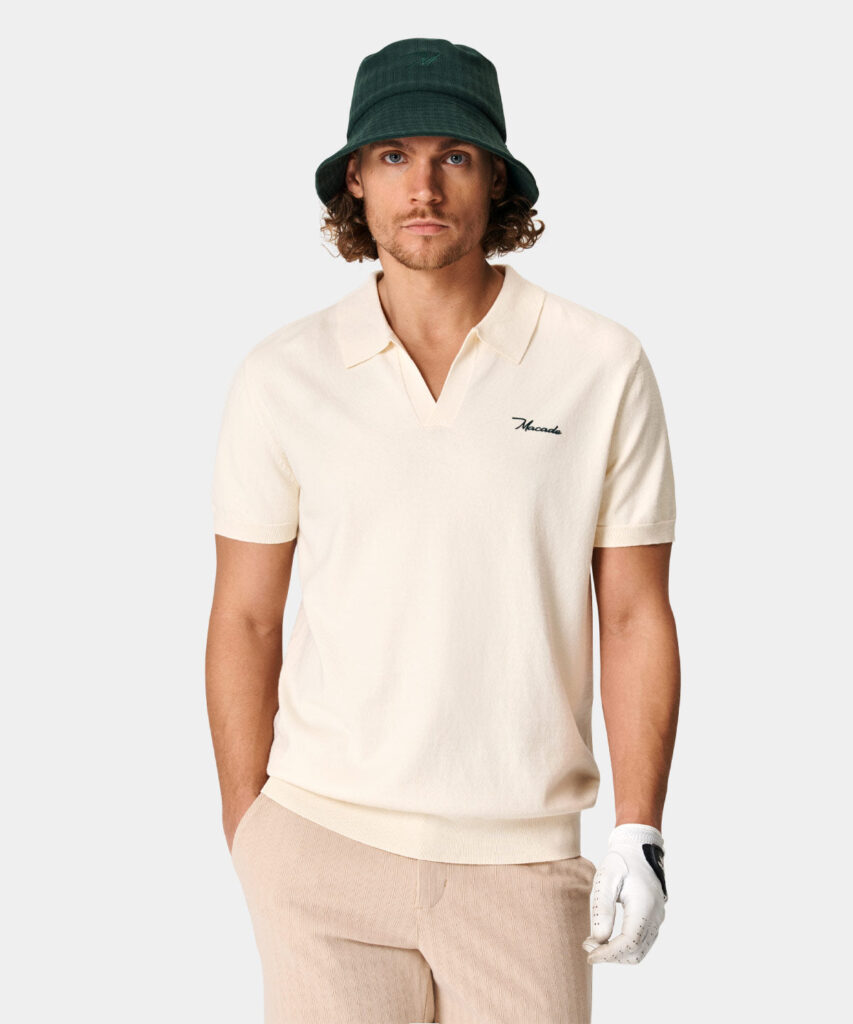 Ivory TB Open Collar Polo by Macade Golf