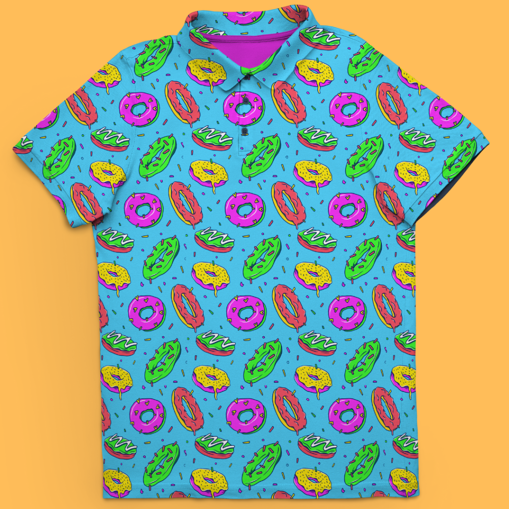 Hole In One More, Please | Funny Donut (Doughnut) Golf Polo for Men by Lofty Llama