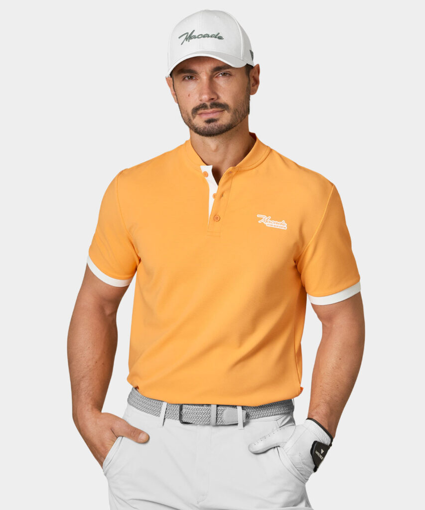 Pampas Orange Script Bomber Shirt by Macade Golf