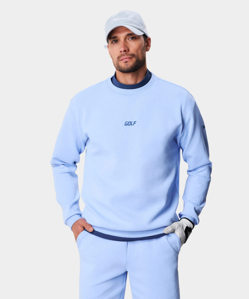Powder Blue Range Sweater by Macade Golf
