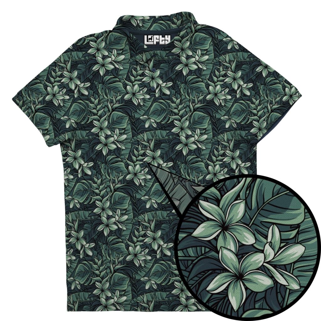 Greenskeeper (Green Floral) | Cool – Floral Golf Polo for Men by Lofty Llama
